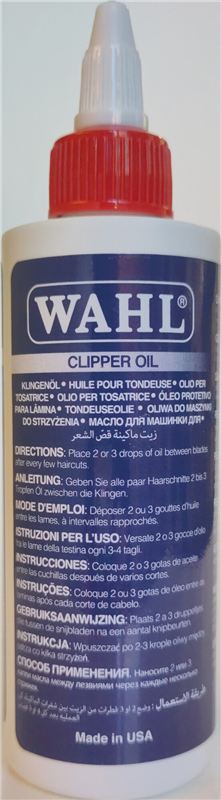 Wahl Clipper Oil — qırmızı qapaqlı flakon, ön tərəf